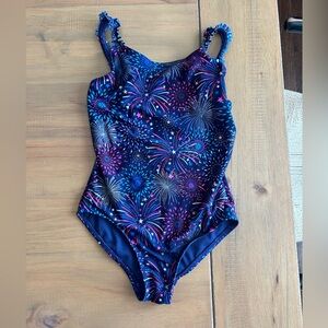 Cat & Jack Blue and Purple Fireworks One Piece Swimsuit